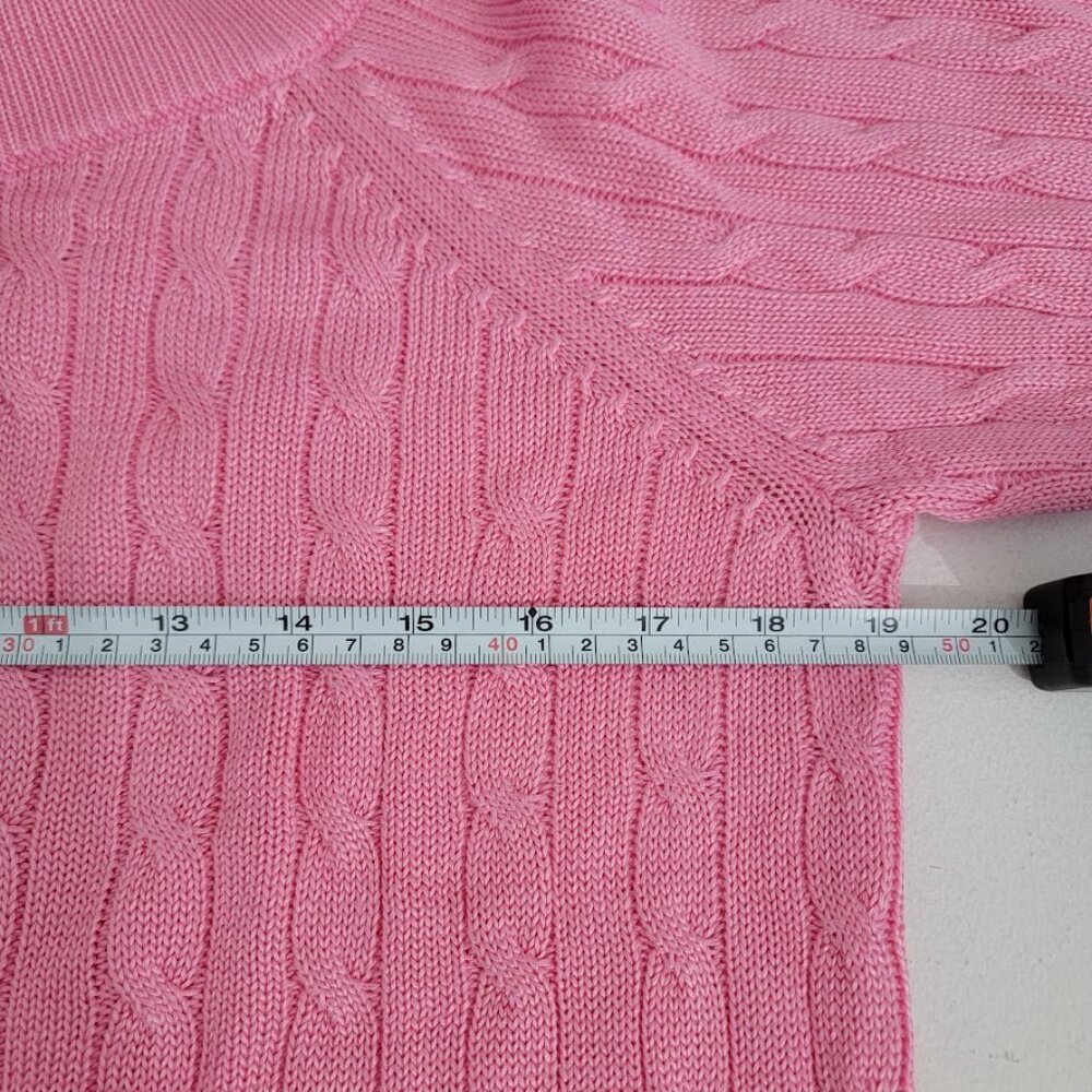 Lauren Ralph Lauren Womens Pink Cable Knit Sweater XL Boat Neck Stretch Preppy - Picture 5 of 9